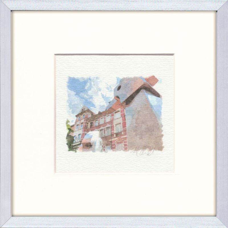 Lister Meile Brunnen Aquarell eingerahmt