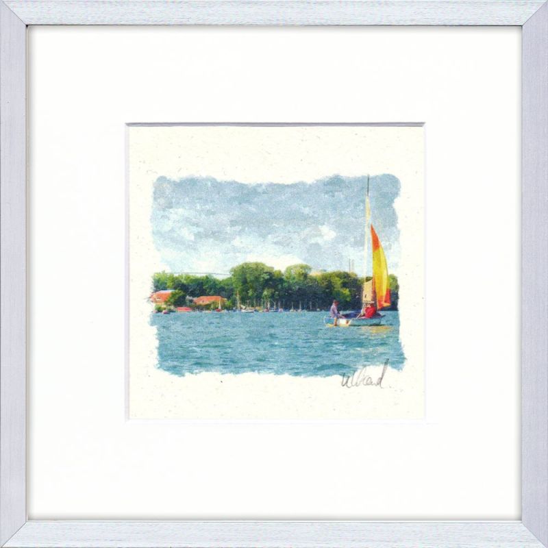 Segelboot auf dem Maschsee, Aquarell