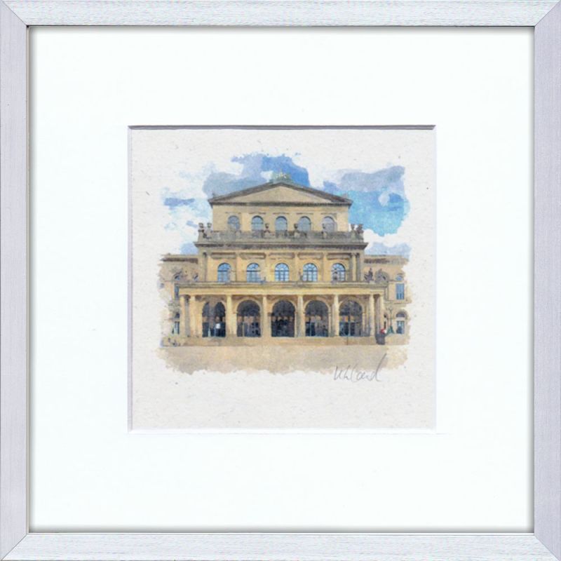 Kleine Grafik von der Staatsoper Hannover, Kunst Aquarell