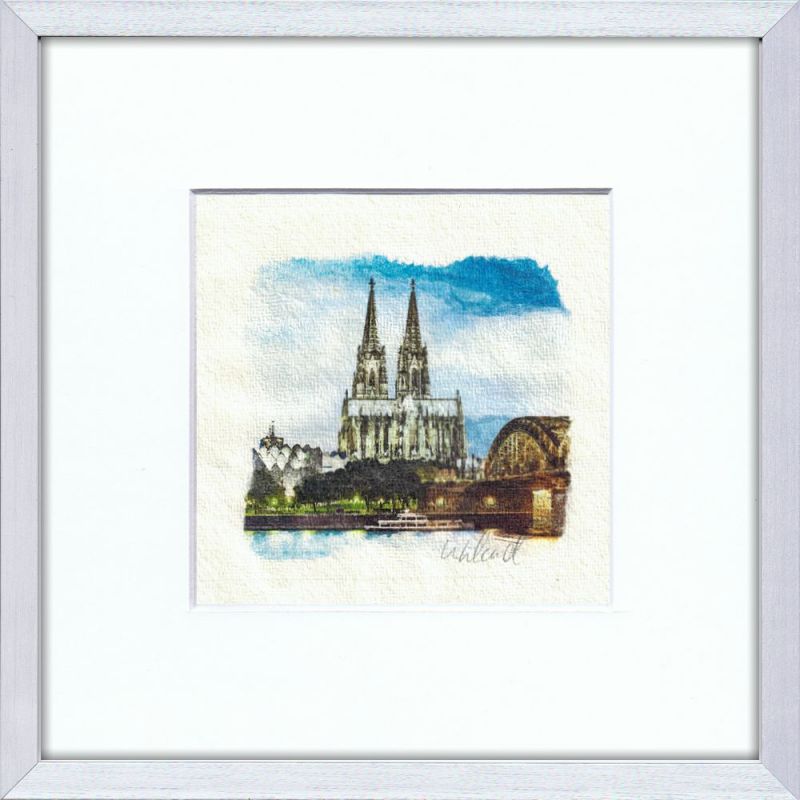 Der Dom zu Köln bei Nacht Kunst Grafik Souvenir