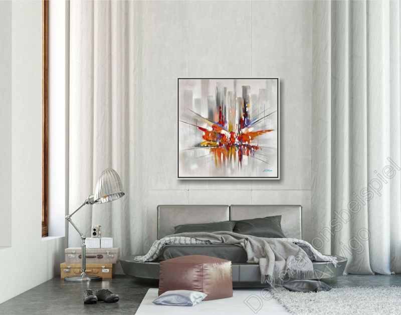 Loft mit einem abstrakten, schönen Kunstwerk Struktur Flächen im Schattenfugenrahmen