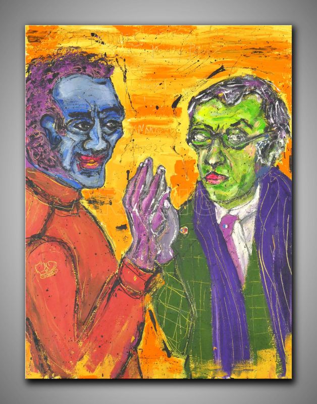 Philosophen in fröhlichen Farben gespachtelt