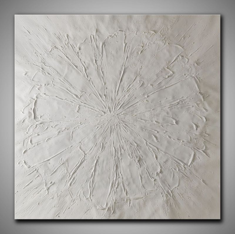 Abstraktes Ölgemälde einer Weißen Blüte