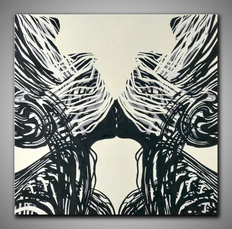 Abstraktes Ölgemälde Kuss aus Linien