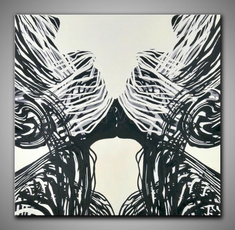 Abstraktes Ölgemälde Kuss aus Linien