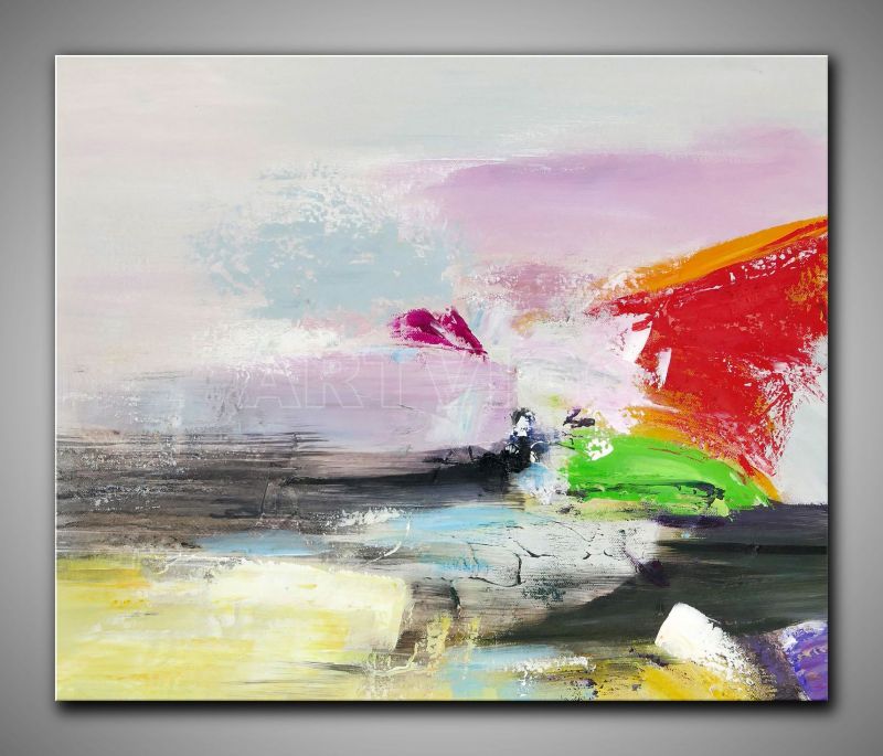 Leinwandbild abstrakte Kunst gemalt in freundlichen Farben