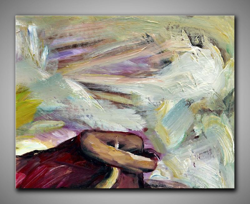 Leinwandbild abstrakte Kunst gemalt in freundlichen Farben