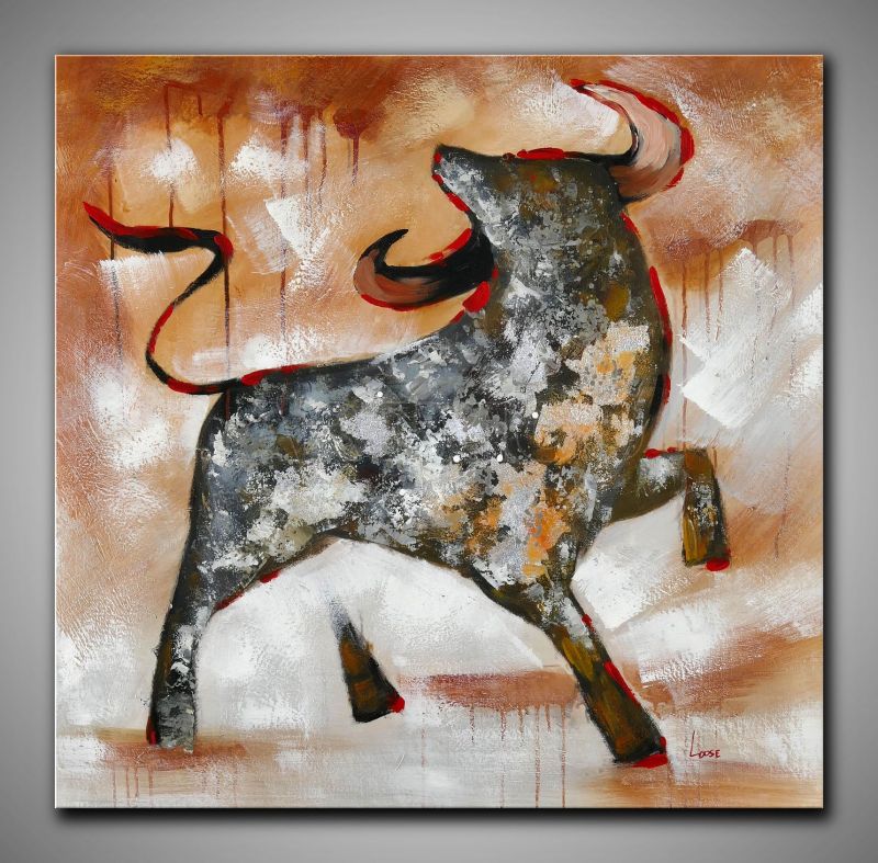 Leinwandbild Stier gemalt