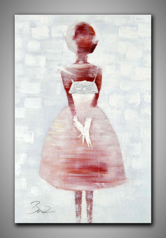Frau mit Handschuhen, abstrakt gemalt