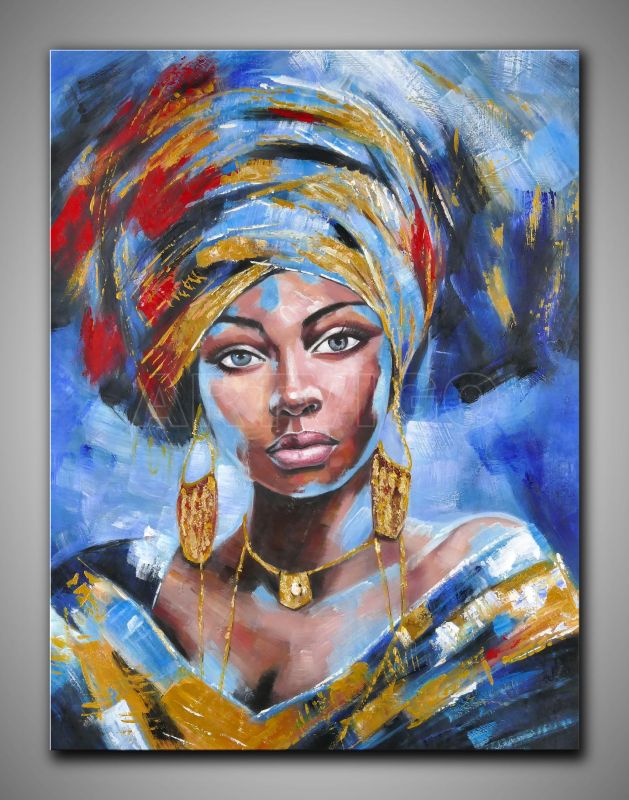 Portrait afrikanische Frau in fröhlichen Farben gespachtelt