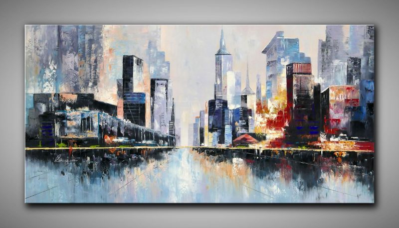 Großformatiges Ölgemälde farbenfrohes Blütenmeer 150x75 cm mit viel Struktur gemalt