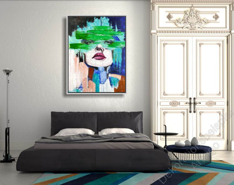 Dekorationsbeispiel ein eingerahmtes Bild abstraktes Gesicht