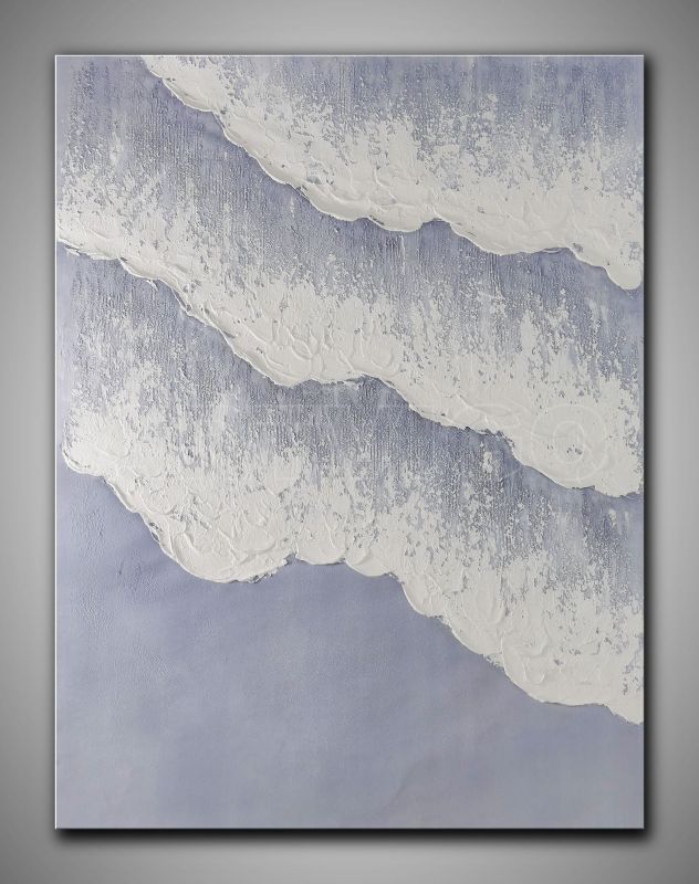 Helles, abstraktes Strandbild mit  Gold kaufen. In hellen und kühlen Fraben gemalt.