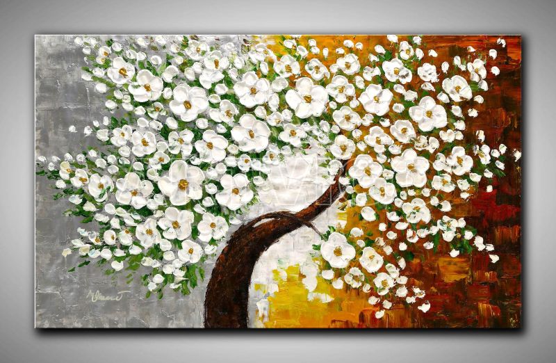 Leinwandbild Kirschblüte, modern gemalt