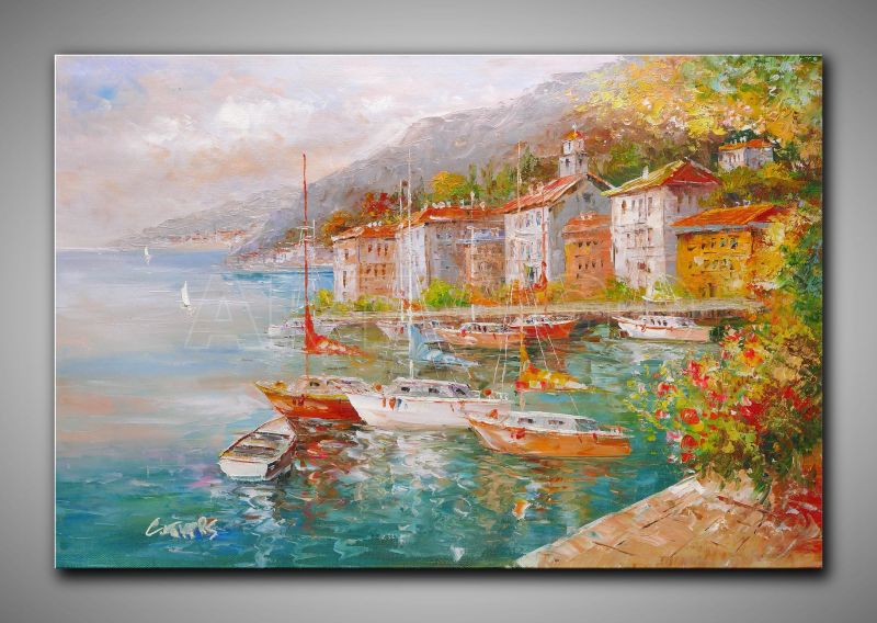 Echtes, künstlerisches Ölgemälde Mediterrane Landschaft