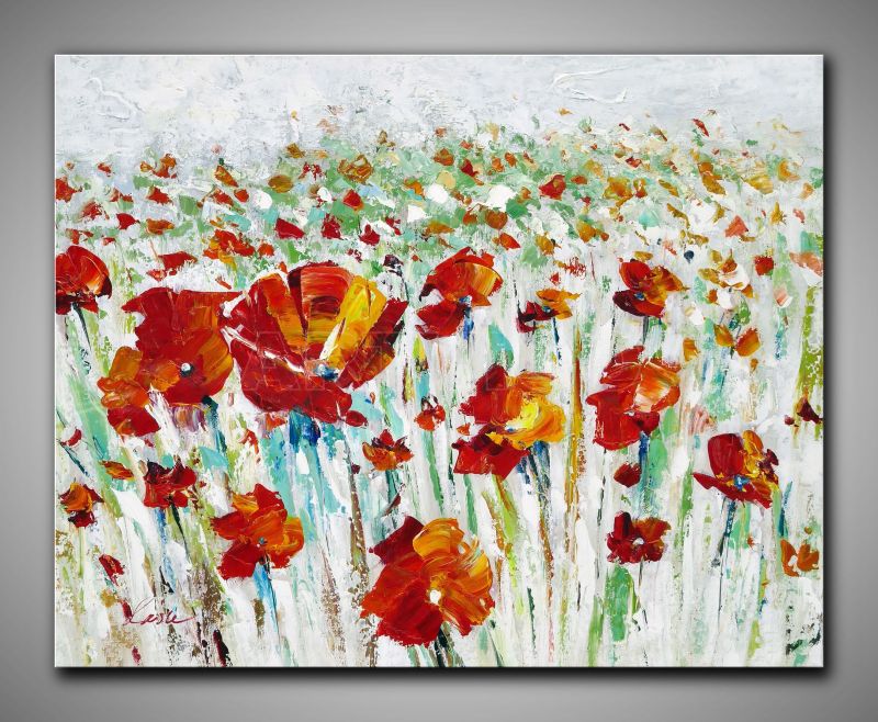 Mohnblumen fröhlich und bunt. Kleines Kunstwerk