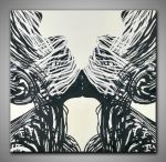 Abstraktes Ölgemälde Kuss aus Linien