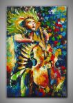 Musikerin mit Cello, wild