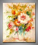 Blumenstrauß in einer Blumenvase, Gemälde 50x60cm