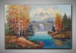 kraftvolle Landschaft Bild mit Fluss, Bergen und Wald