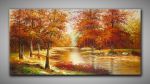 kraftvolle Landschaft Bild mit Fluss, Herbst Bäumen